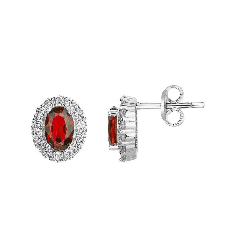 Boucles d'oreilles femme puces edora argent 925/1000 et spinelles rouges edo70400426 - puces - edora