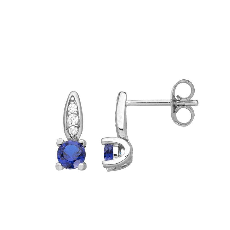 Boucles d'oreilles femme puces edora argent 925/1000  et spinelles bleues edo70400386 - puces - edora