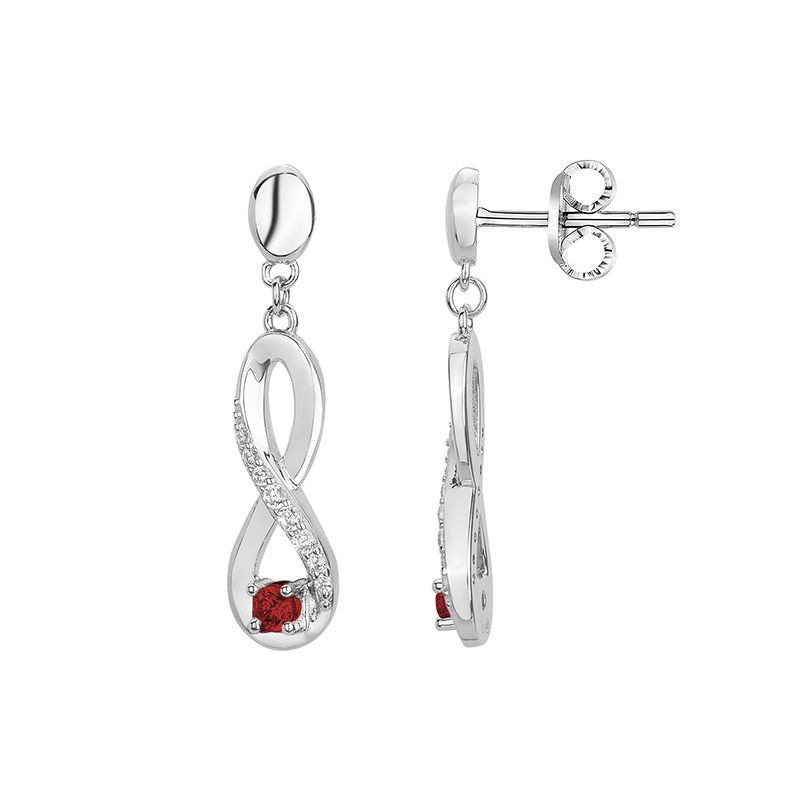 Boucles d'oreilles femme pendantes infini edora argent 925/1000 et spinelles rouges edo70400541 - pendantes - edora