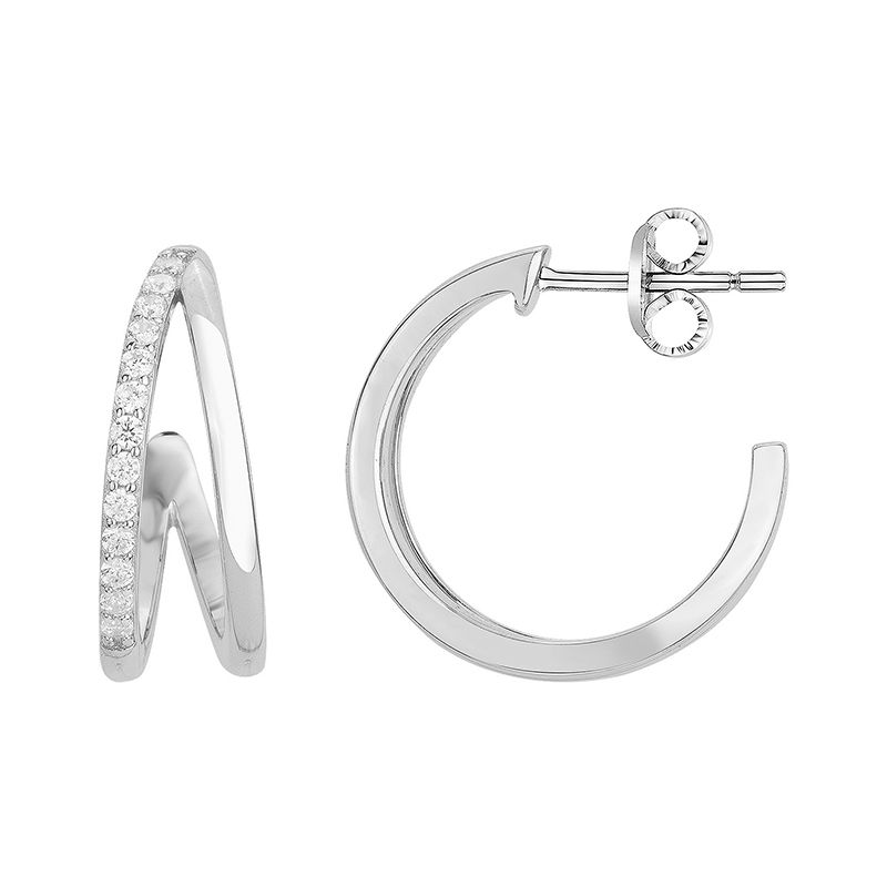 Boucles d'oreilles femme demi créoles edora argent 925/1000 et oxydes edo70400556  - creoles - edora