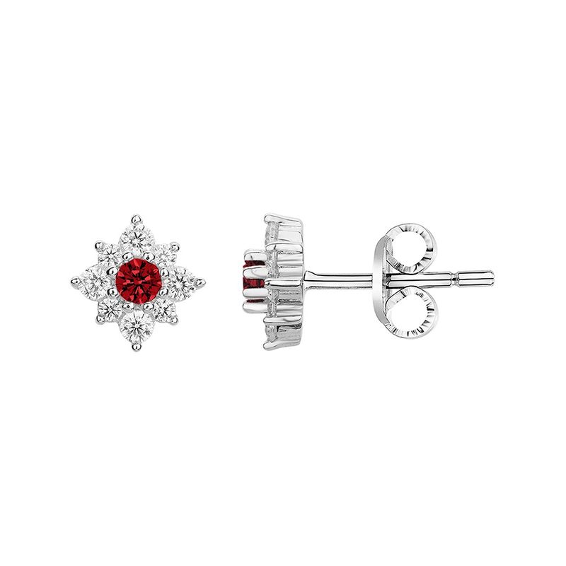 Boucles d'oreilles femme puces edora argent 925/1000 et spinelles rouges edo70400574 - puces - edora