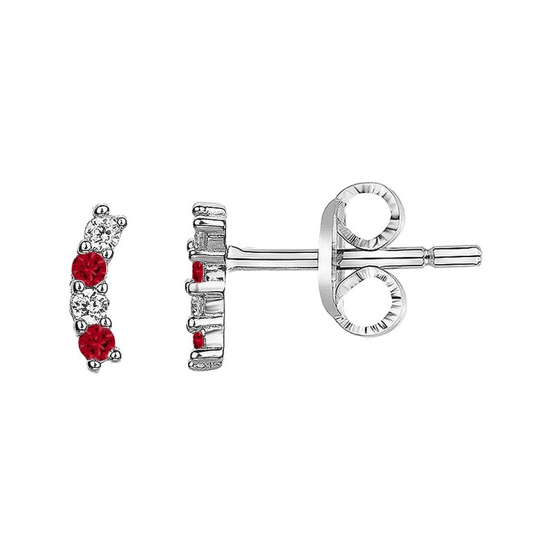 Boucles d'oreilles femme puces edora argent 925/1000 et spinelles rouges edo70400623 - puces - edora