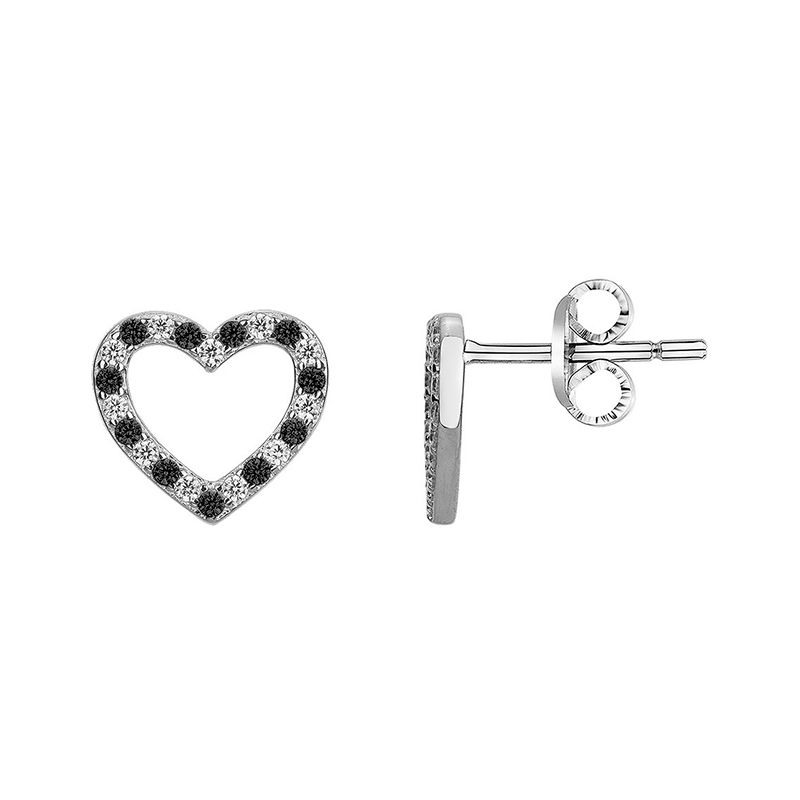 Boucles d'oreilles femme puces coeurs edora  argent 925/1000 et oxydes edo70400641 - fete-des-meres - edora
