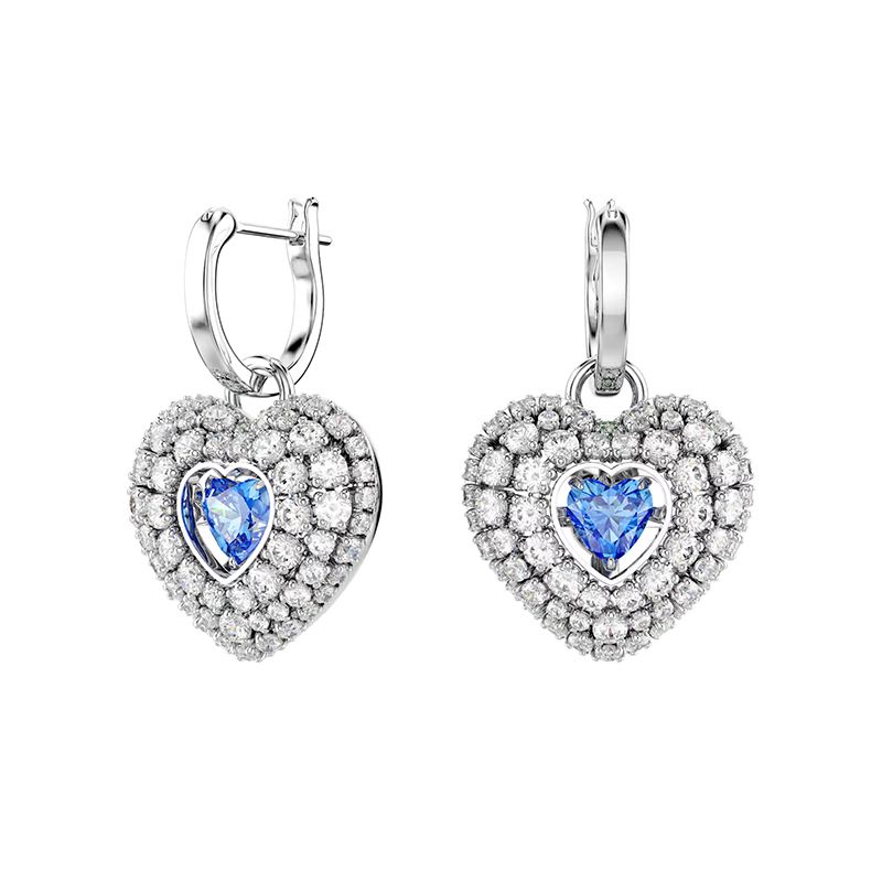 Boucles d'oreilles femme pendantes coeur swarovski idyllia métal argenté et zircones 5680392 - boucles-d-oreilles-femme - edora