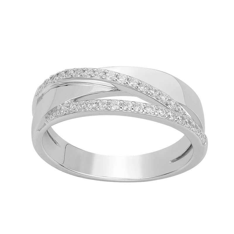 Bague femme entrelacée edora argent 925/1000 et oxydes edo70100795 - bagues-femmes - edora