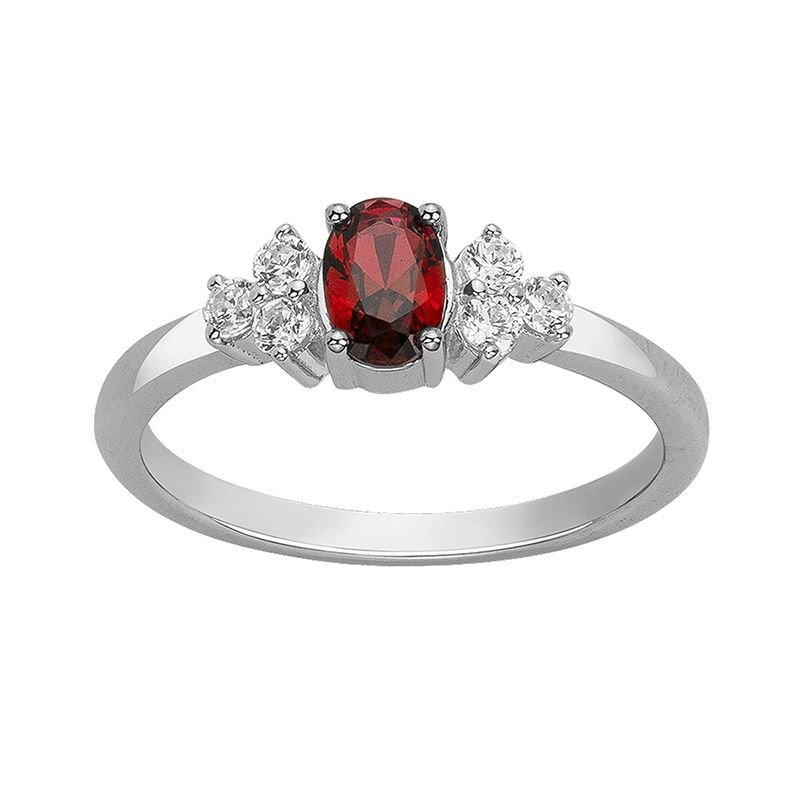 Bague femme solitaire accompagné argent 925/1000 et spinelle rouge edo70100808 - solitaires - edora