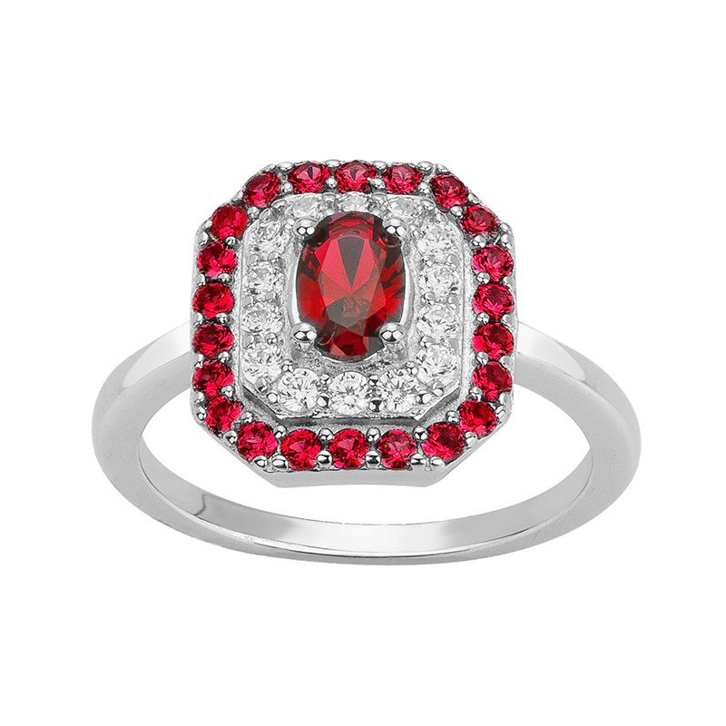 Bague femme entourage edora argent 925/1000 spinelles rouges et oxydes edo70100892 - bagues-femmes - edora