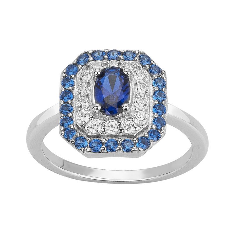 Bague femme entourage edora argent 925/1000 spinelles bleues et oxydes edo70100894 - bagues-femmes - edora