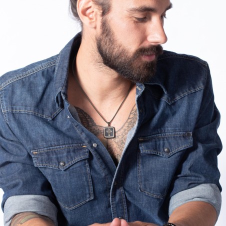 Collier homme phebus  croix acier 75-0157 – colliers homme