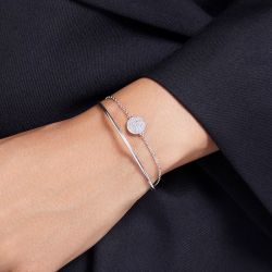 Bracelet femme jonc swarovski sublima métal argenté et cristaux 5683447 - joncs - edora - 1