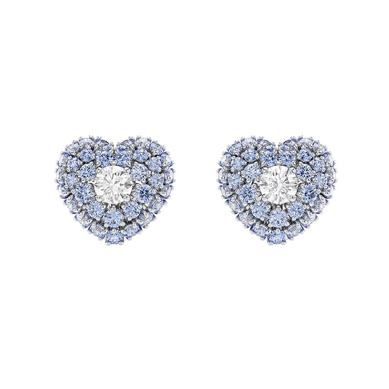 Boucles d'oreilles femme puces cœurs swarovski idyllia métal argenté et zircones 5683576 - boucles-d-oreilles-femme - edora