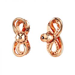 Boucles d'oreilles femme puces infini swarovski hyperbola métal doré rose et zircones 5684085 - boucles-d-oreilles-femme - edora - 2