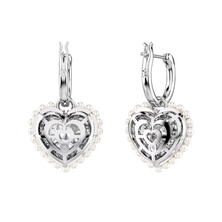 Boucles d'oreilles femme pendantes cœurs swarovski  hyperbola métal argenté et cristaux 5684384 – boucles d'oreilles femme