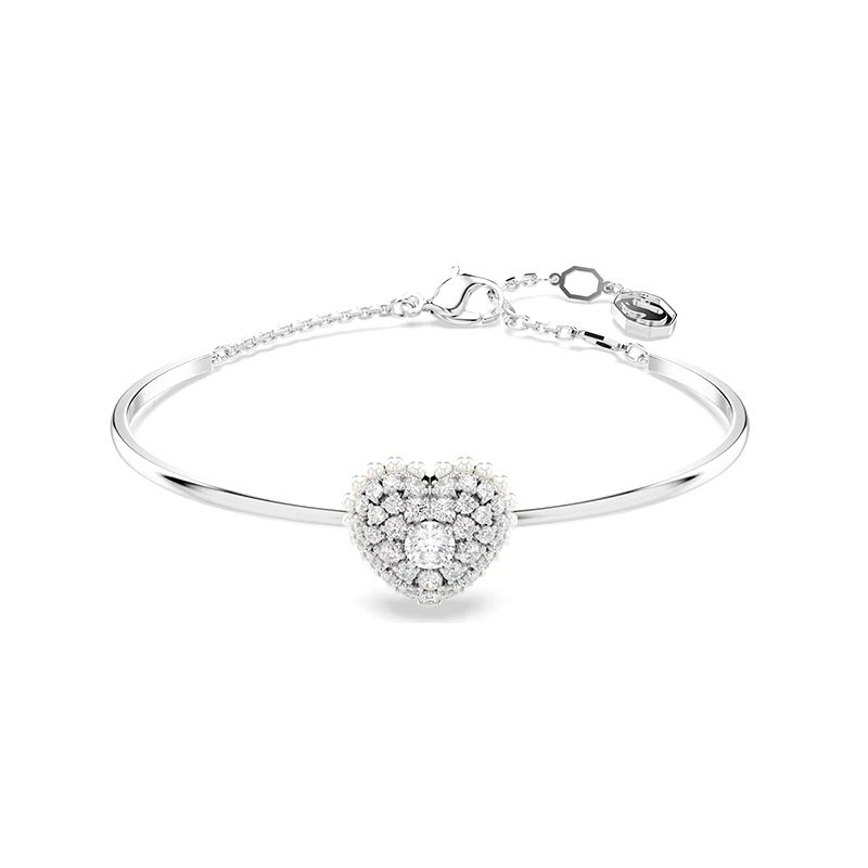 Bracelet femme jonc coeur swarovski idyllia métal argenté et cristaux 5684385 - joncs - edora