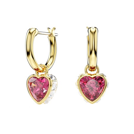 Boucles d'oreilles femme pendantes coeurs swarovski chroma métal doré et cristaux rouges 5684760 – boucles d'oreilles femme