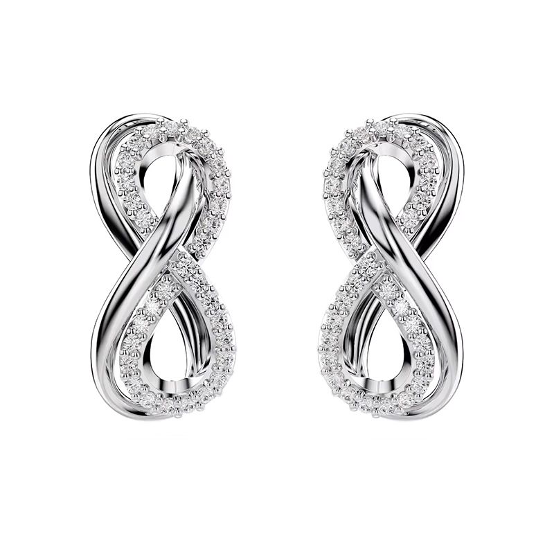 Boucles d'oreilles femme puces singe infini swarovski hyperbola métal argenté et zircones 5687269 - boucles-d-oreilles-femme - edora