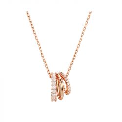 Collier femme swarovski hyperbola métal doré rose et zircones 5701494 - colliers-femme - edora - 0