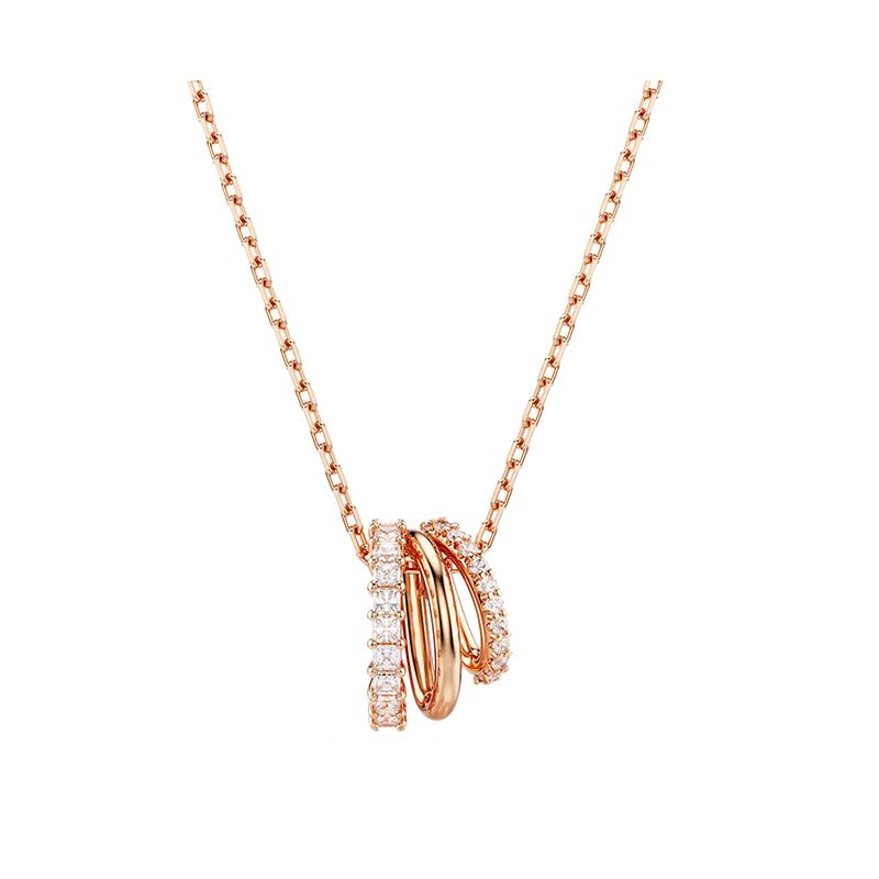 Collier femme swarovski hyperbola métal doré rose et zircones 5701494 - colliers-femme - edora