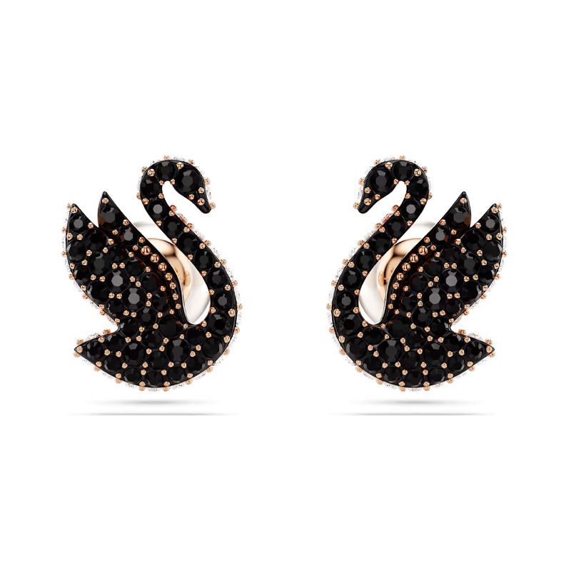 Puces femme swarovski swan métal doré rose et cristaux 5684608 - puces - edora