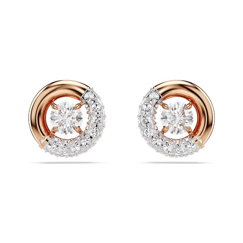 Puces femme swarovski dextera métal plaqué doré rose et cristaux 5692258 - puces - edora