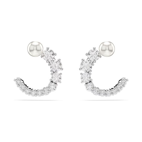 Créoles Femme SWAROVSKI MATRIX Métal Rhodié Blanc Perle