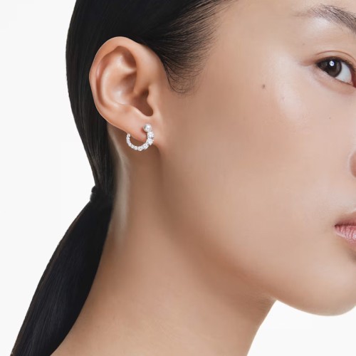 Créoles Femme SWAROVSKI MATRIX Métal Rhodié Blanc Perle