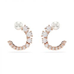 Boucles d'oreilles femme créoles swarovski matrix métal doré rose et cristaux 5692264 - boucles-d-oreilles-femme - edora - 0