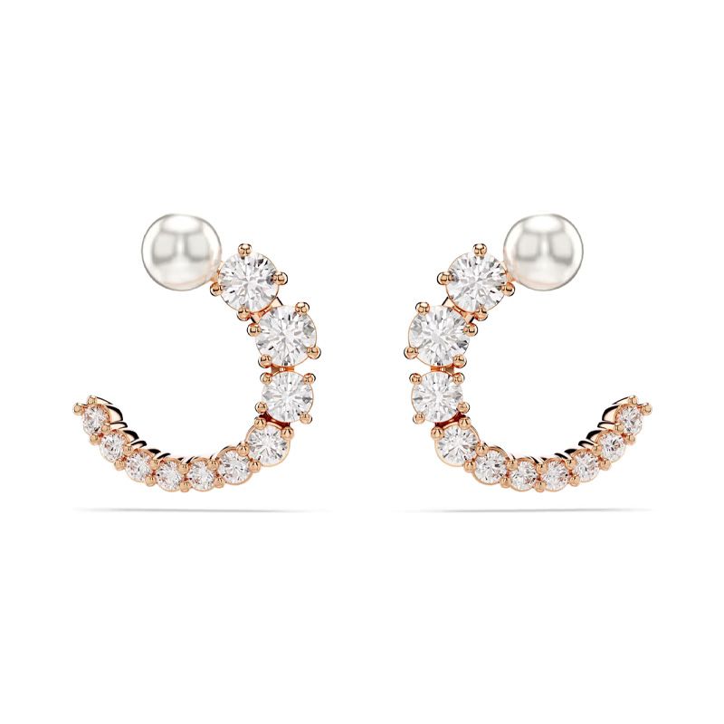 Boucles d'oreilles femme créoles swarovski matrix métal doré rose et cristaux 5692264 - boucles-d-oreilles-femme - edora