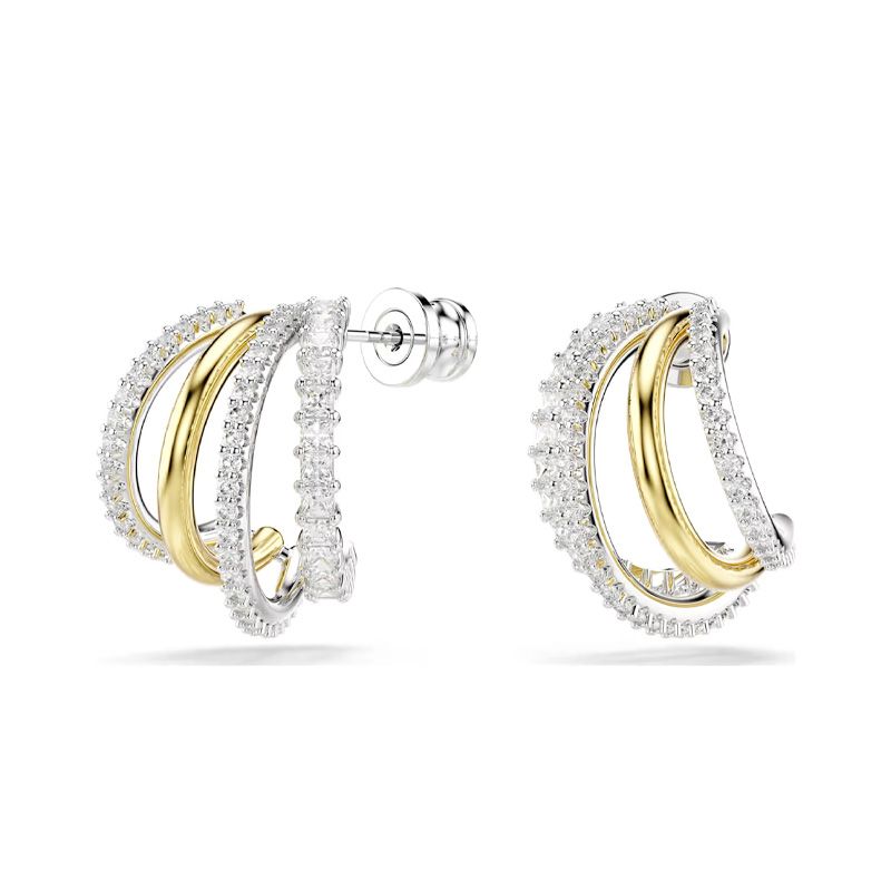 Boucles d'oreilles femme créoles femme swarovski hyperbola métal bicolore et cristaux 5689718 - boucles-d-oreilles-femme - edora