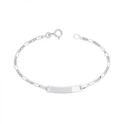 Bracelet bébé gourmette edora or 750/1000 blanc chaîne alternée edol226gr-13 - gourmettes - edora - 0
