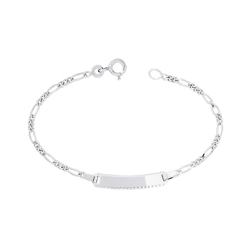 Bracelet bébé gourmette edora or 750/1000 blanc chaîne alternée edol226gr-13 - gourmettes - edora