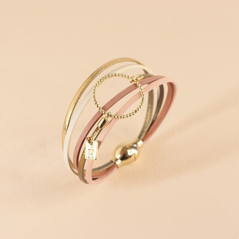 Bracelet femme flowers for zoé annabelle let it be doré et cuir annabelle960t1 - bracelets-femme - edora