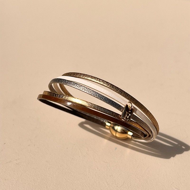 Bracelet femme flowers for zoé artiste my way doré et cuir artiste959t2 - fete-des-meres - edora