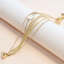 Bracelet femme flowers for zoé clover metallic doré et cuir clover310t2 - bracelets-femme - edora - 0