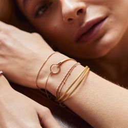 Bracelet femme flowers for zoé clover metallic doré et cuir clover310t2 - bracelets-femme - edora - 1