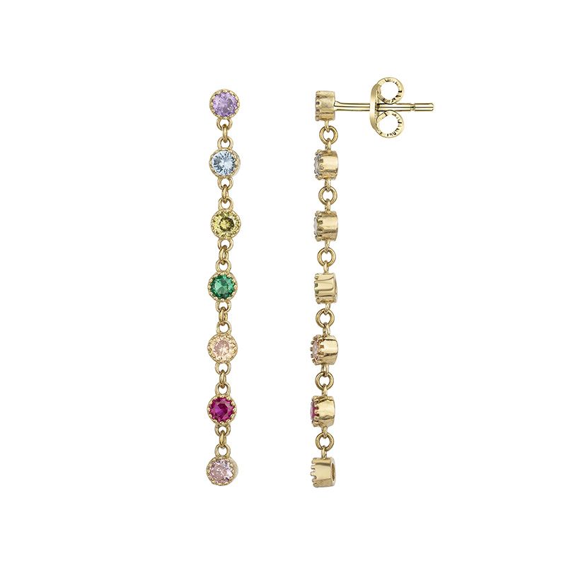 Boucles d'oreilles femme pendantes muli couleurs edora plaque or et oxydes edo66400069 - boucles-d-oreilles-femme - edora