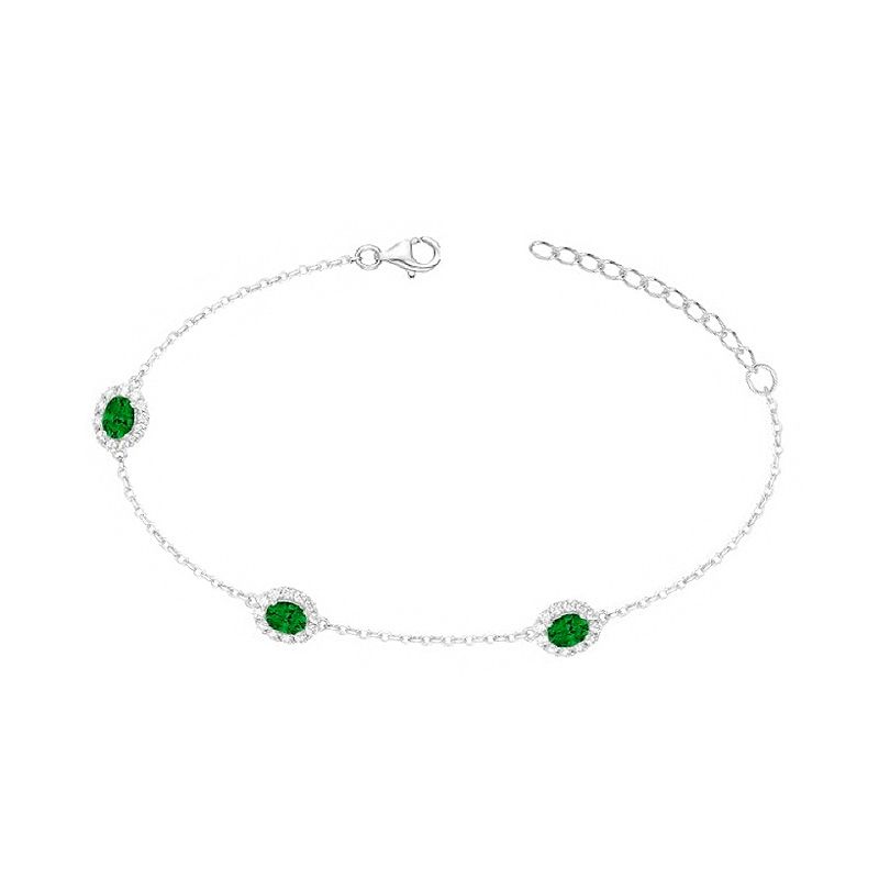 Bracelet femme edora argent 925/1000 argenté et spinelles vertes 15-0206 - bracelets-femme - edora