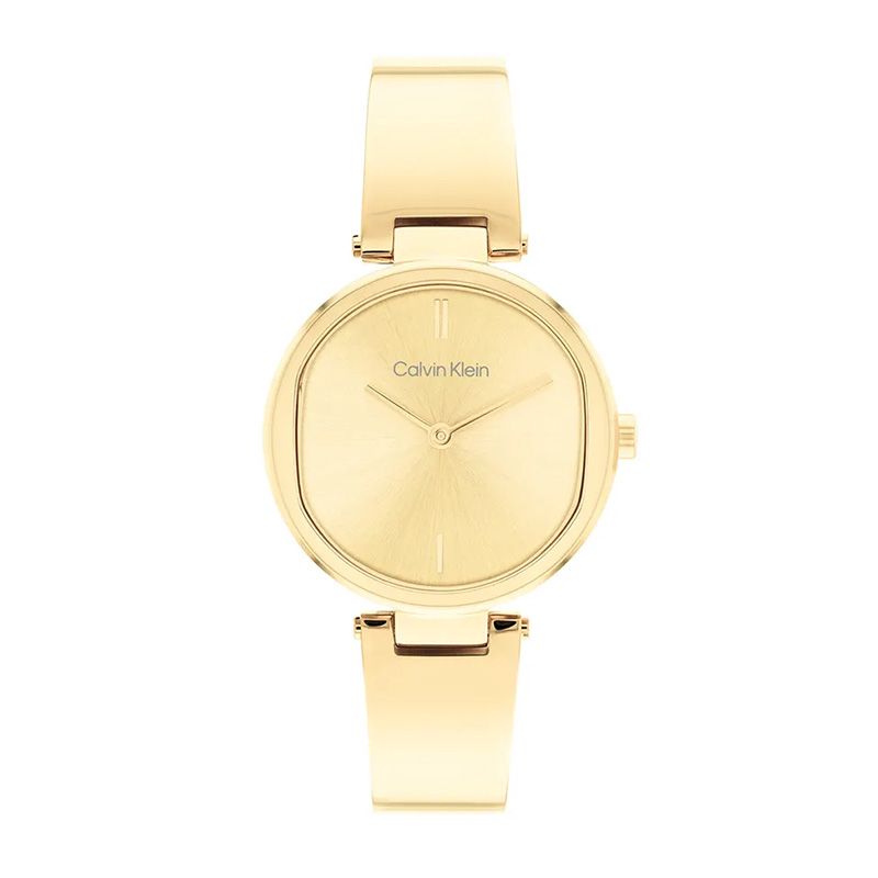 Montre femme sculptural calvin klein acier doré 25200309 - montres-femme - edora