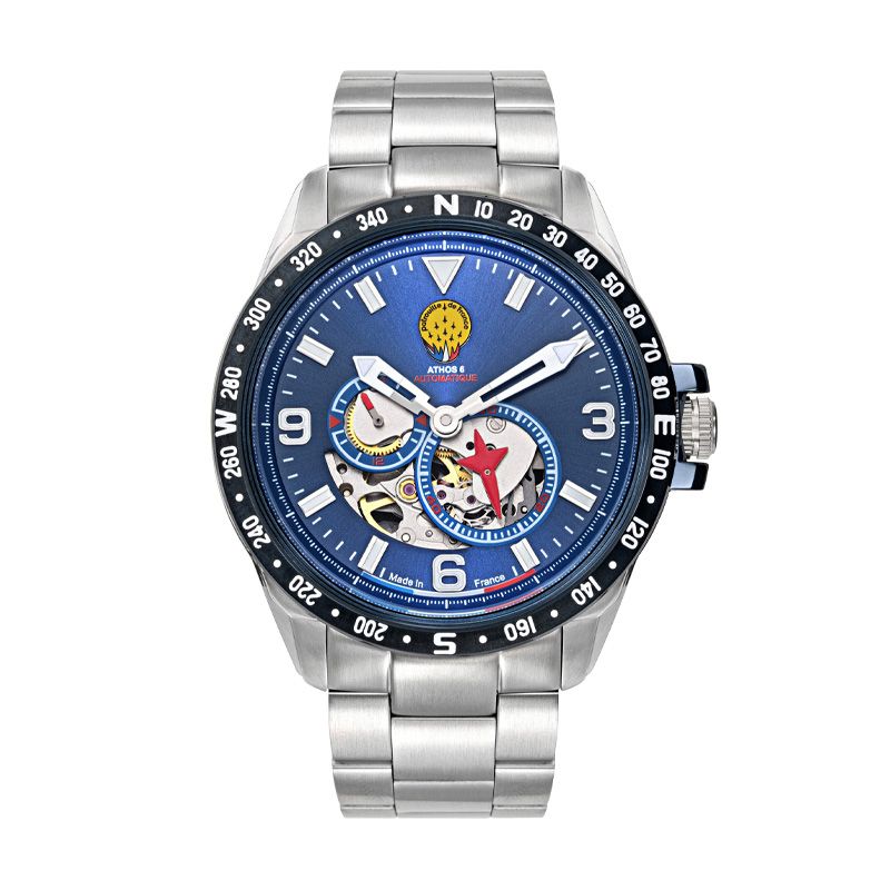 Montre homme automatique athos 6 patrouille de france acier argenté 668124 - montres-homme - edora
