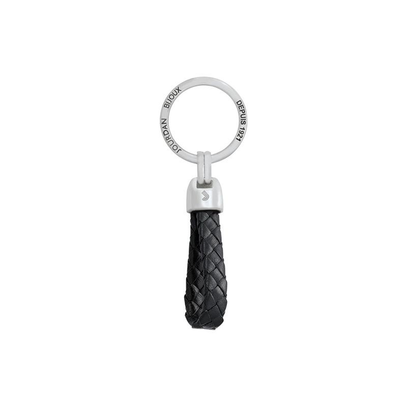 Porte-clé jourdan acier cuir noir jh150120k - accueil - edora
