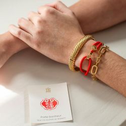 Bracelet femme zag bijoux acier et cordon doré sbf23186-01cfe - bracelets-femme - edora - 1