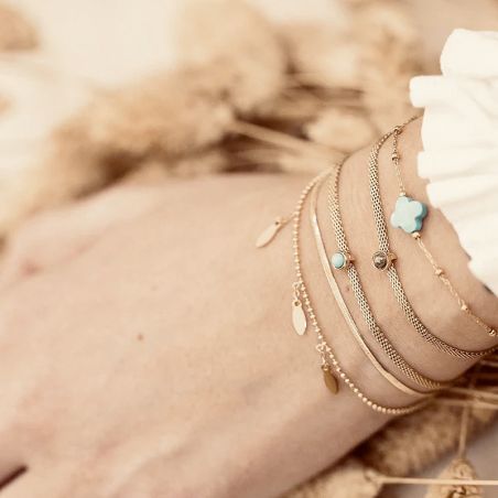 Bracelet or & argent, bracelet plaqué or, bracelet cuir & tissu - bracelets-femme - edora - 2