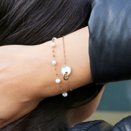 Bracelet or & argent, bracelet plaqué or, bracelet cuir & tissu - bracelets-femme - edora - 2
