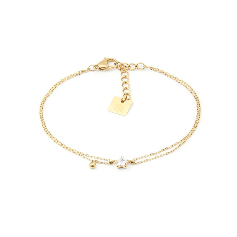 Bracelet femme céline zag bijoux acier doré et oxyde sbs21771-01wht - bracelets-femme - edora