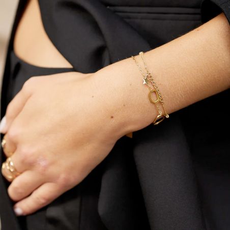 Bracelet or & argent, bracelet plaqué or, bracelet cuir & tissu - bracelets-femme - edora - 2