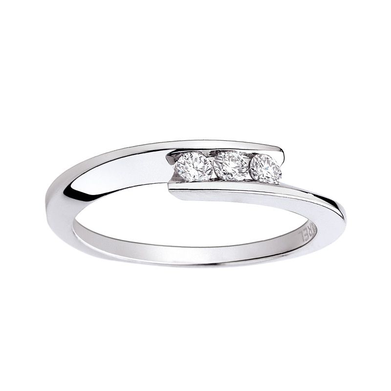 Bague femme envol garel or 750/1000 blanc et diamants 14jz09g - bagues-femmes - edora