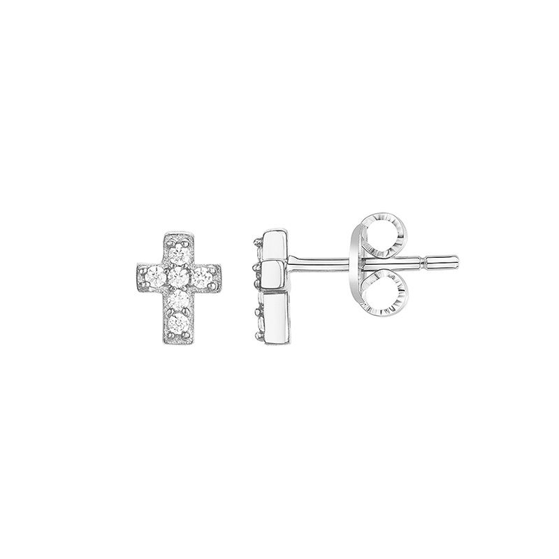 Boucles d'oreilles femme puces edora argent 925/1000 argenté et oxydes 60400026 - boucles-d-oreilles-femme - edora