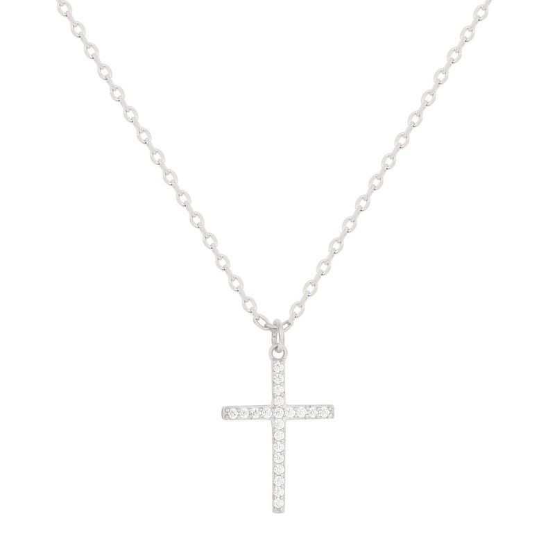 Collier femme croix edora argent 925/1000 argenté et oxydes 60700021 - colliers-femme - edora