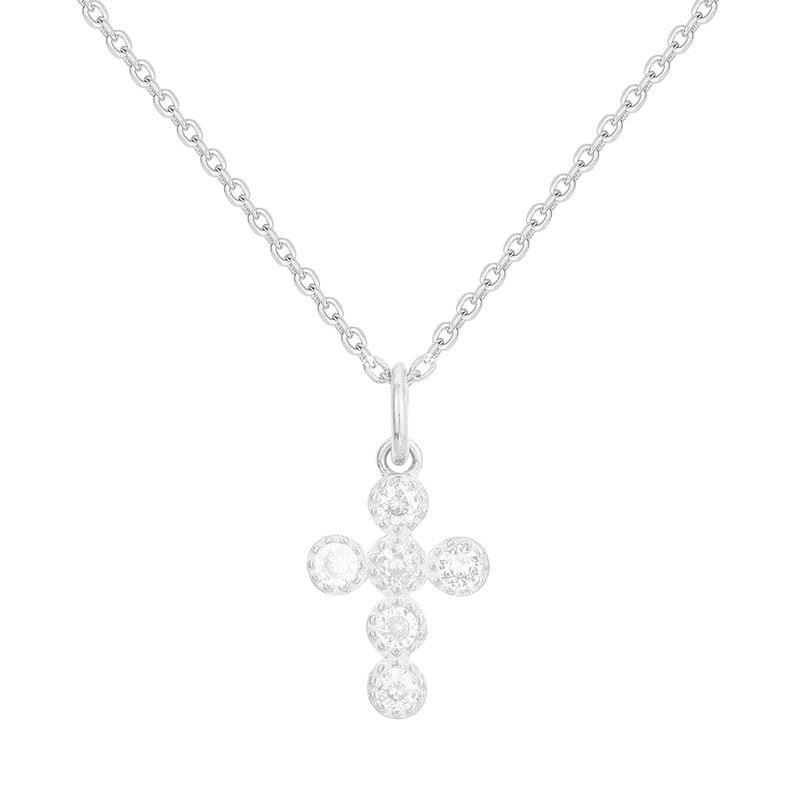 Collier femme croix edora argent 925/1000 argenté et oxydes 60700028 - colliers-femme - edora