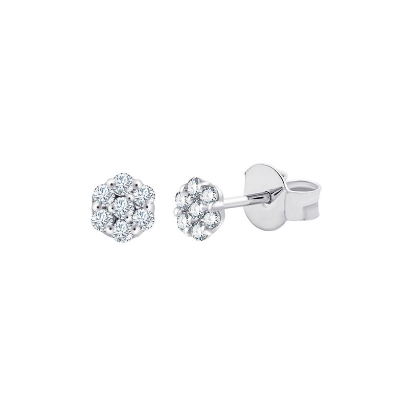 Boucles d'oreilles femme puces fiora 2 or 750/1000 blanc et diamants ce27445dw - puces - edora